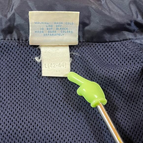 Adidas Trefoil Logo Windbreaker Jacket Vintage Roll Up Hood Blue excellent cond - Picture 4 of 8